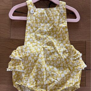 Baby Boden Yellow and White Floral Romper